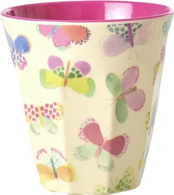 Produktbild von Rice Melamin Becher Medium Beige mit Schmetterling Muster