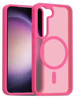 Immagine prodotto di Custodia magnetica per Samsung Galaxy S23, compatibile con MagSafe, retro trasparente opaco, antiurto Rosa