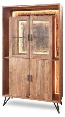 Produktbild von HUDSON Vitrine 2 Glas-/ 2 Holztüren / 1 Glasboden / Licht