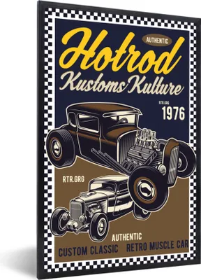Produktbild von MuchoWow® MuchoWow® Gerahmtes Poster Mancave - Auto - Vintage - Gelb 20x30 cm - Poster mit zchwarzem Bilderrahmen - Drucken - Bilder Poster im Rahmen