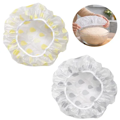 Produktbild von 2 wiederverwendbare Frischhaltefolien mit elastischen Rändern zum Abdecken von Schüsseln, Teig und Gebäck, für den Einsatz in der Küche, im Kühlschrank und bei Picknicks, zum Beispiel zum Brotbacken.