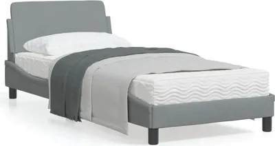 Produktbild von Bettgestell mit Kopfteil Hellgrau 80x200 cm Stoff 373065