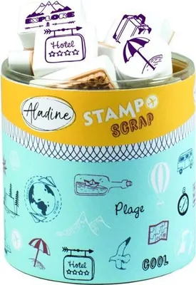 Produktbild von Aladine Stempelset Reise 46 Stück Motivgröße 1 bis 3.5 cm für Scrapbooking