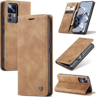 Obrázek produktu pro Xiaomi 12T Pro Pouzdro, RetroPolyuretanKožené Pouzdro s Funkcí Stojánku pro Xiaomi 12T / 12T Pro Hnědý