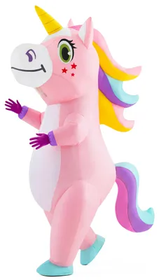 Produktbild von Spooktacular Creations Aufblasbares Einhorn Kostüm Ganzkörper, Einhorn Air Blow-up Kostüm für Halloween Party Cosplay Fasching Karneval - Erwachsenengröße (Einheitsgröße, Rosa)
