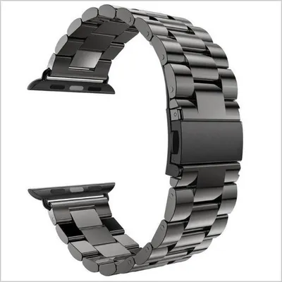 Image de Jumada – Bracelet de montre compatible avec les modèles Apple Watch de 42 mm à 44 mm – Noir – Bracelet pour iWatch – Acier inoxydable – Bracelet pour montre connectée – Modèles 1/2/3/4/5/6/7/8/SE
