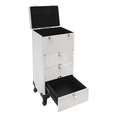 Image de Coffret de maquillage Argent Chariot de salon avec tiroirs Organiseur de maquillage avec roulettes