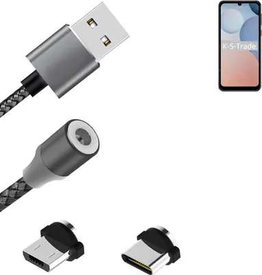 Produktbild von K-S-Trade Hochwertiges Magnet-Lade-kabel Sync-Kabel Daten-Kabel für Ulefone Note 6T mit USB-Typ-C-Anschluss und Micro-USB-Anschluss 2A bis zu 480mbps