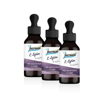 Produktbild von Nimm 3, zahl 2 Aktion Liposomale L-Lysin Tropfen hochdosiert - 3000mg L-Lysin pro Tag (270.000mg L-Lysin in 3 Flaschen) - Keto MCT Öl C8 & C10