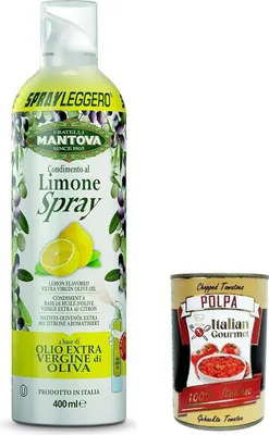 Produktbild von 6x SPRAYLEGGERO Natives Olivenöl Extra Aromatisiert mit Zitrone 400 ml - durch die Praktische Sprühflasche Können Sie bis zu 90% des Öls Einsparen + Italian gourmet polpa 400g