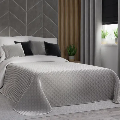 Produktbild von VELVI Dekorative Tagesdecke - klassisches Grau, gesteppte Eleganz - 220 x 240 cm