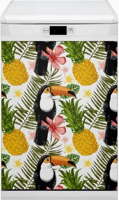 Obrázek produktu pro Kuchyňské dekorační magnety Magnetická fólie do myčky 45x80 cm - Tukan a ananas