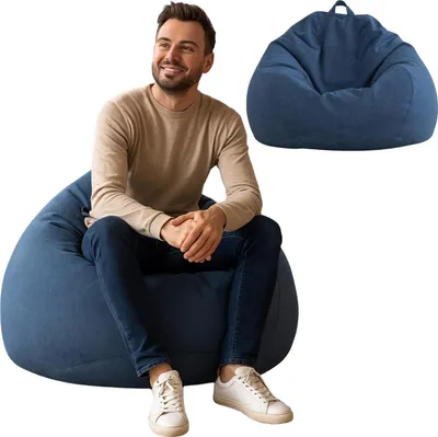 Obrázok produktu pre AD.CON vankúš s výplňou z EPS guličiek Puff vankúš na sedenie v kresle na ležanie vankúš na podlahu 120x120x60cm 350L námornícka modrá