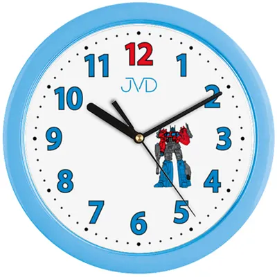 Produktbild von JVD H12.6 Wanduhr für Kinder Kinderwanduhr Roboter blau hellblau für Jungs