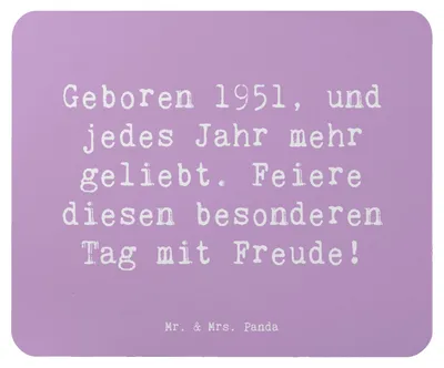 Produktbild von Mr. & Mrs. Panda Mousepad Spruch 1951 Geburtstag - Lavendeltraum - Geschenk, Mouse Pad, Happy Birthday, mausteppich, Geburtstagsgeschenk, Mauspad, Alles gut zum, laptop