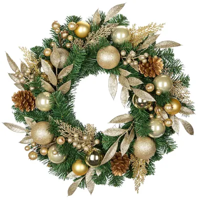Productafbeelding van Kerstkrans van 24 inch voor voordeur, grote kunstkrans