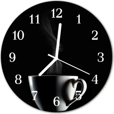Produktbild von Glasuhr Wanduhr Küchenuhr Echt-Glas 30fi cm Tasse schwarz