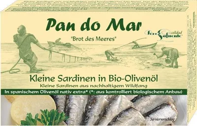 Obrázok produktu pre EURÓPSKE SARDINKY VEXTRA PANENSKOM OLIVOVOM OLEJI 120 g (90 g) - PAN DO MAR
