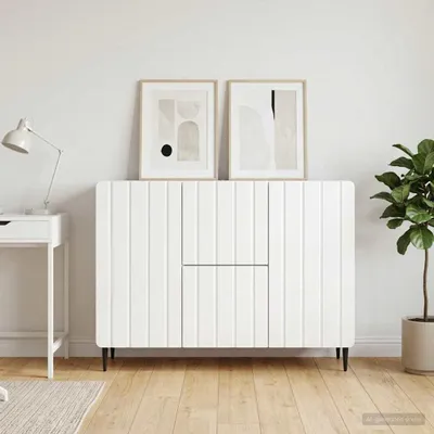 Imagen del producto de Maison Exclusive - Mueble aparador de alto brillo, color blanco, 89 x 34,5 x 62 cm, fabricado en material de madera