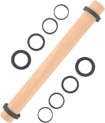 Produktbild von Famanu Verstellbare Teigrolle aus Buchenholz mit 5 Silikonringen - 40 cm