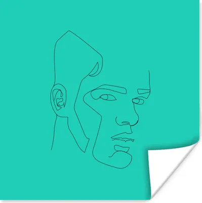 Produktbild von MuchoWow® Poster Gesicht - Mann - Strichzeichnung 100x100 cm - Babyzimmer