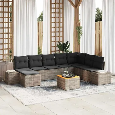 Image de Maison Exclusive - Ensemble de salon de jardin, 9 pièces, gris