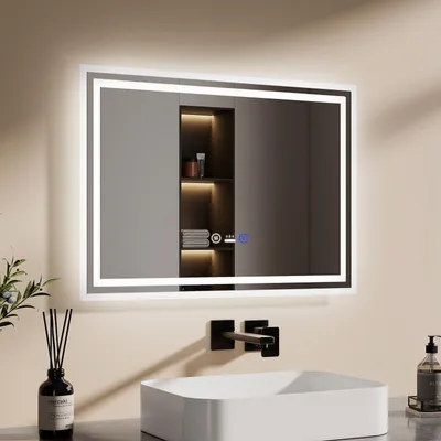 Produktbild von EMKE LED Badspiegel mit Bewegungssensor 70x50cm mit Touch, Beschlagfrei, 3 Lichtfarbe dimmbar, 1 Stunden automatische Abschaltung IP44 energiesparend