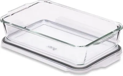 Productafbeelding van Famanu lasagnevorm met luchtdicht sluitend deksel - Grote rechthoekige ovenschaal - Vrij van BPA, geschikt voor magnetron, vriezer en vaatwasser, 2,2 liter