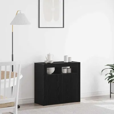 Produktbild von vidaXL Sideboard Schwarz Eichen-Optik 80 x 35 x 75 cm Holzwerkstoff
