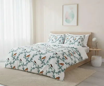 Produktbild von L'Essentiel Linge de Maison, XXL Bettwäsche Set (1 Stück), 155 x 220 cm, 70% Baumwolle / 30% Polyester, Maschinenwaschbar, mit Knopf- und Umschlagverschluss, Weiß, Grün, Braun | Elegantes Design für Ihr Schlafzimmer.
