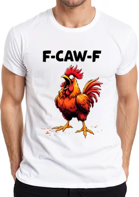 Produktbild von F-CAW-F Schrei Hahn lustig Humor Meme Gockel Cartoon Geschenk Herren T-Shirt, Weiß, M