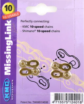 Image de KMC Missinglink 10R Ti-N Gold, pour chaîne 5,88 mm, 10 fois, or (pack de 2)
