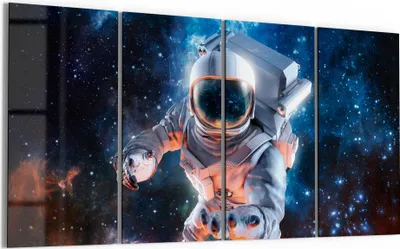 Produktbild von DEQORI Glasbild Echtglas 4x30x60 cm 'Schwereloser Astronaut' Wandbilder XXL groß
