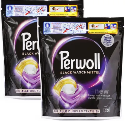 Produktbild von Perwoll Renew Black All-in-1 Caps – Waschmittel für dunkle Farben (80 WL) – Faserschutz & Farbauffrischung