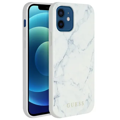 Produktbild von Guess Marble Cover Handyhülle für Apple iPhone 12 / 12 Pro – Weiß