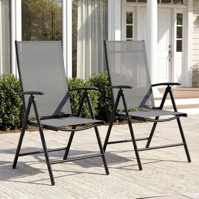 Productafbeelding van Clevich tuinstoelen, aluminium, set van 2, tuinstoelen met hoge rugleuning, inklapbaar
