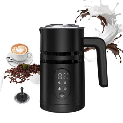 Produktbild von (Schwarz) 4-in-1 Elektrischer Milchaufschäumer & Milcherhitzer, Milchschäumer mit Digitalanzeige für Kaffee & Matcha