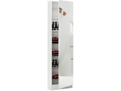 Image de Armoire à chaussures porte miroir Commode à chaussures armoire à chaussures miroir blanc "Goswin
