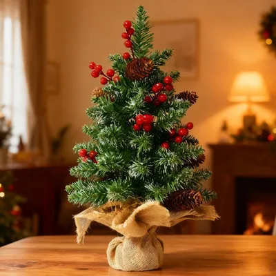 Obrázok produktu pre Umelý miniatúrny vianočný stromček, výška 45 cm, už ozdobený