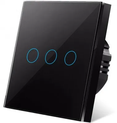 Obrázek produktu pro Dotykový spínač iUni 3F, tvrzené sklo, LED, černý