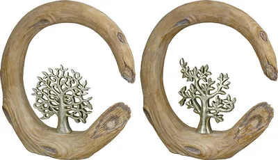 Immagine prodotto di Gilde Dekoobjekt, rund, "Baum", Baummotiv, Kunstharz, naturfarben, silberfarben, L. 6 cm, B. 20.5 cm, H. 22 cm 37387 4063387373873 2 Stück (2-fach sortiert)