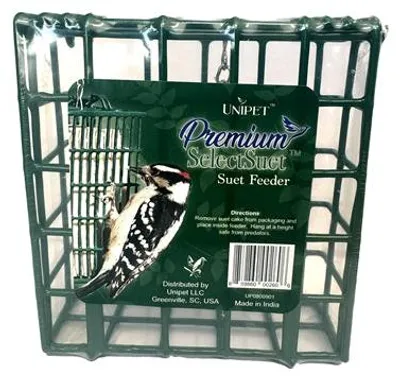 Produktbild von Dunkelgrüner Vogelfutterspender für Gartenvögel, 12x13x4 cm, verhindert Futterverteilung
