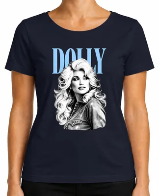 Obrázek produktu pro Dámské tričko s motivem Dolly Parton, country hudební legenda, vintage, retro, pro fanoušky, modrá barva, velikost S