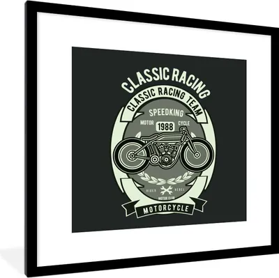 Produktbild von MuchoWow® MuchoWow® Gerahmtes Poster Motorrad - Briefe - Vintage - Zitat 40x40 cm - Poster mit zchwarzem Bilderrahmen - Poster - Plakat im Rahmen