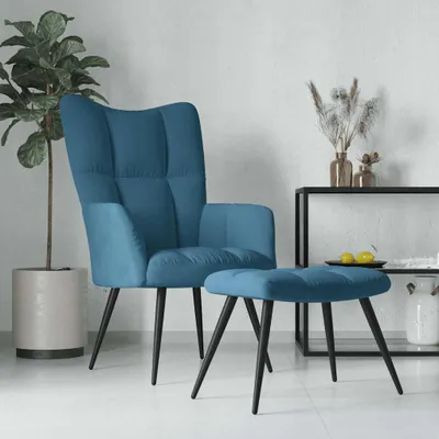 Produktbild von vidaXL Relaxsessel mit Hocker Blau Samt