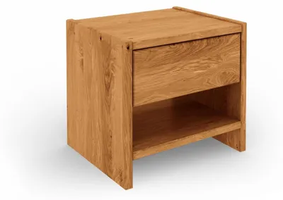 Produktbild von Nachttisch Zigo 1 aus Wildeiche massiv 40x34x37 mit 1 Schublade und offenem Fach