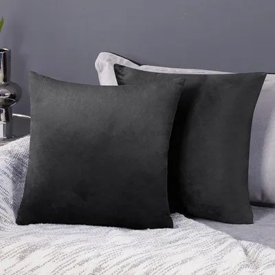 Zdjęcie produktu dla Zestaw 2 poszewek na poduszki Unyqoos® o wymiarach 50 x 50 cm – wykonane z poliestru z imitacją aksamitu, z ukrytym zamkiem błyskawicznym, nadają się do prania, idealne jako pokrowce na poduszki do wnętrz i na zewnątrz