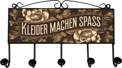 Produktbild von KLEIDER MACHEN SPASS Kleiderhaken Leiste mit 5 Haken Florale Vintage Blumen