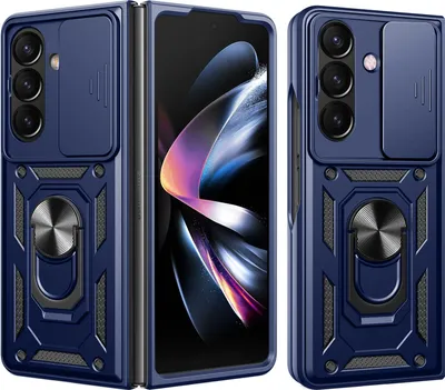 Produktbild von Outdoor Panzer Hülle für Samsung Galaxy Z Fold 7 mit Kameraschutz Ringhalter in Blau