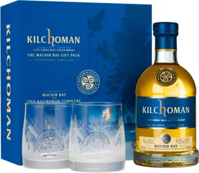 Produktbild von Kilchoman Machir Bay Whisky, Geschenkset mit 2 Gläsern, 46% Vol. 0,7 l
